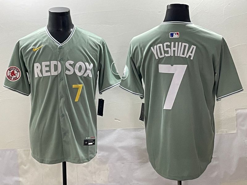 Men 2025 Boston Red Sox #7 Yoshida Light Green Joint Name Nike MLB Jersey style 7->arizona diamondback->MLB Jersey